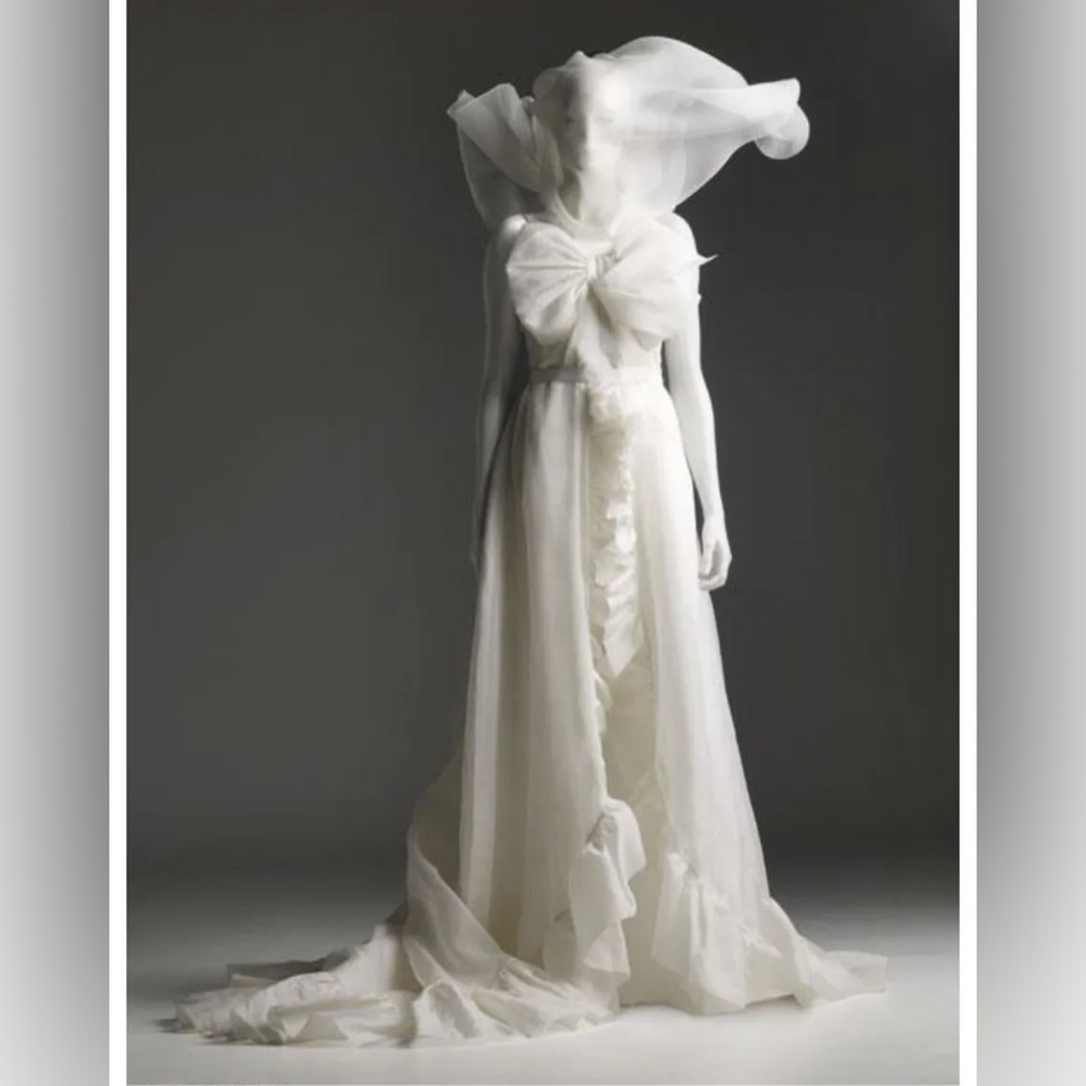 Viktor & Rolf X H&M Designer Wedding Gown White Ivory Lace Bow Long Dress 36 6